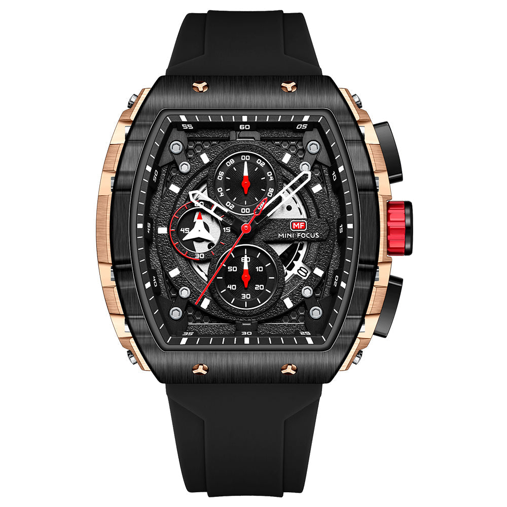 Tonneau Skeleton Chrono II — Rose Gold Black