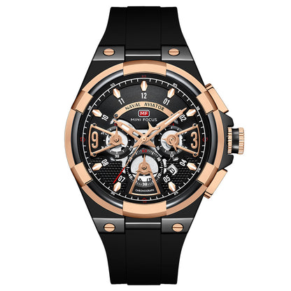 Bold Sport Chrono Silicone — Rose Gold Black