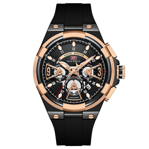 Bold Sport Chrono Silicone — Rose Gold Black