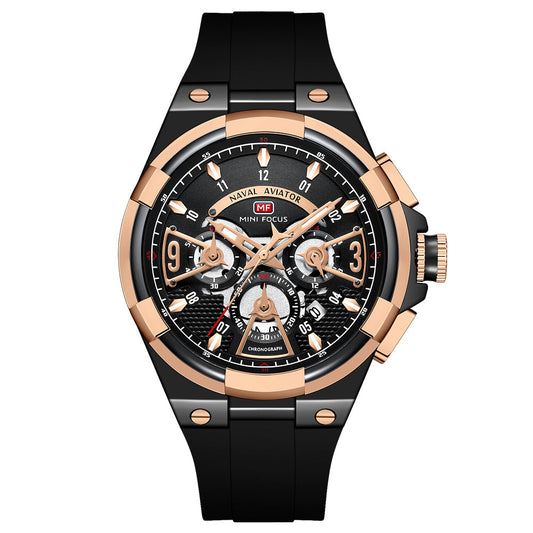 Bold Sport Chrono Silicone — Rose Gold Black