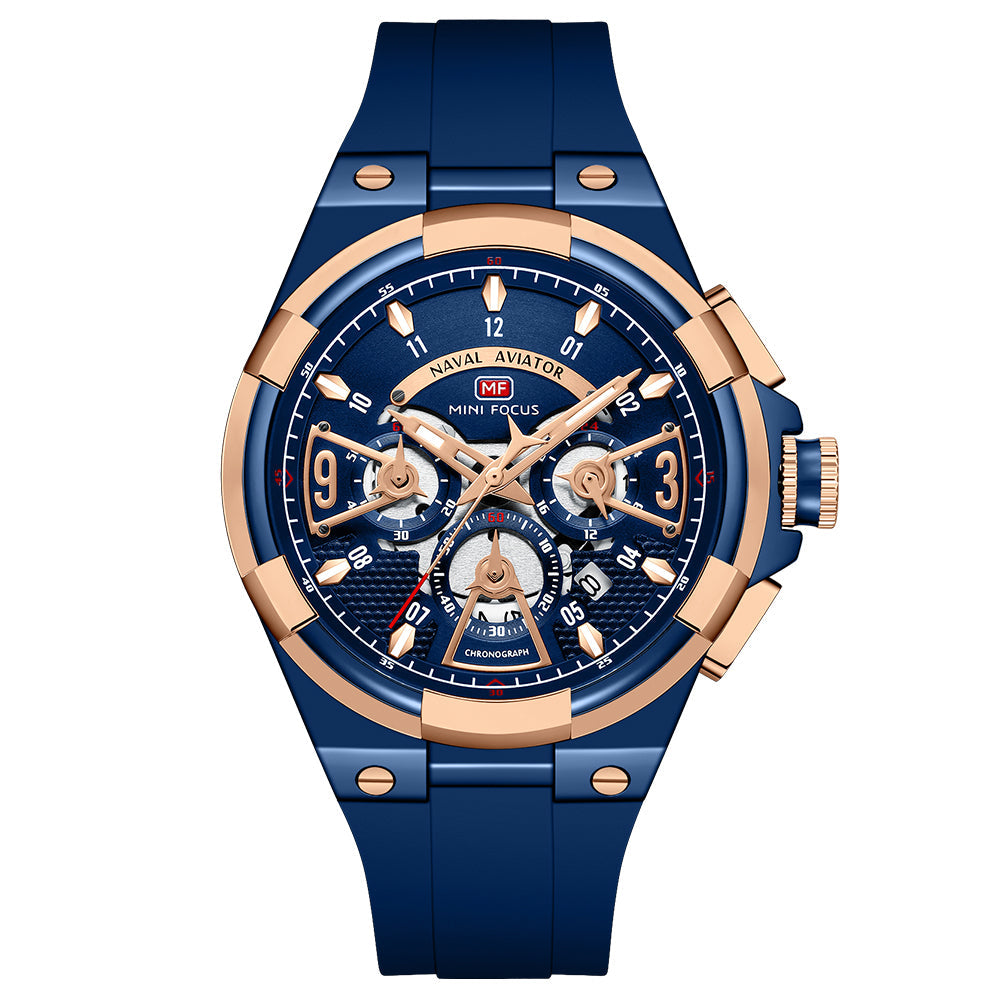 Bold Sport Chrono Silicone — Blue Rose Gold
