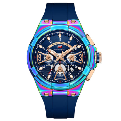 Bold Sport Chrono Silicone — Rainbow Blue