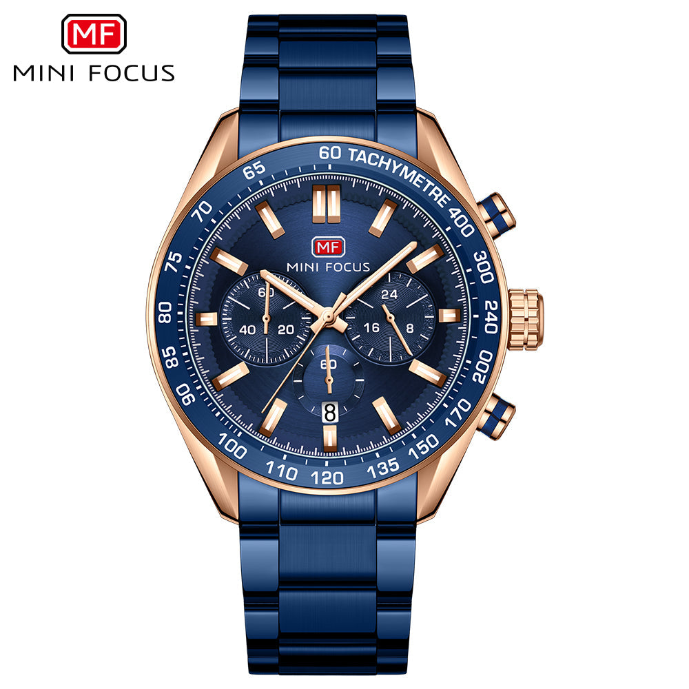 Tachymeter Chronograph — Rose Gold Blue