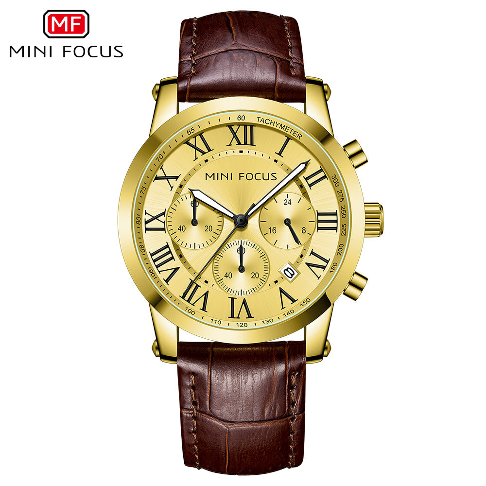 Roman Chronograph Leather — Gold Brown