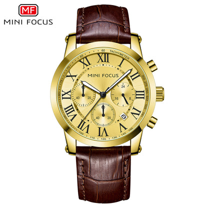 Roman Chronograph Leather — Gold Brown