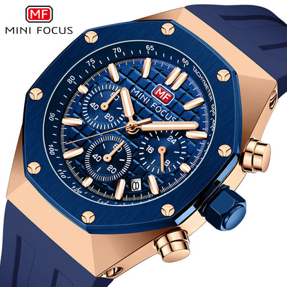 Octagon Sport Chronograph — Rose Gold Blue