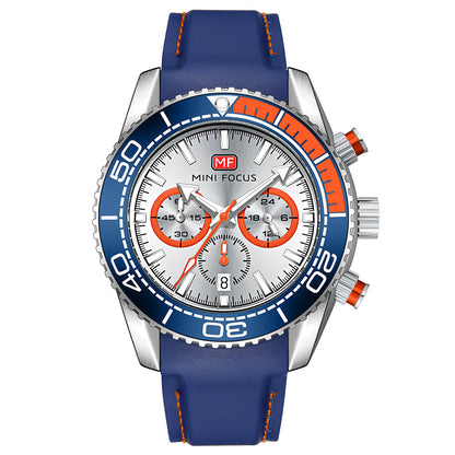 Diver Chronograph Silicone — Blue Silver