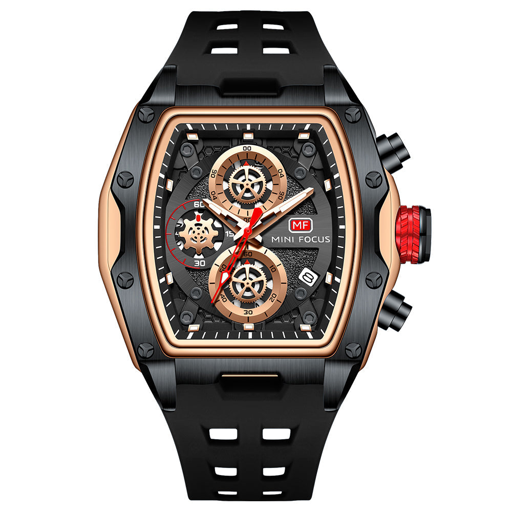 Tonneau Skeleton Chrono — Black Rose Gold