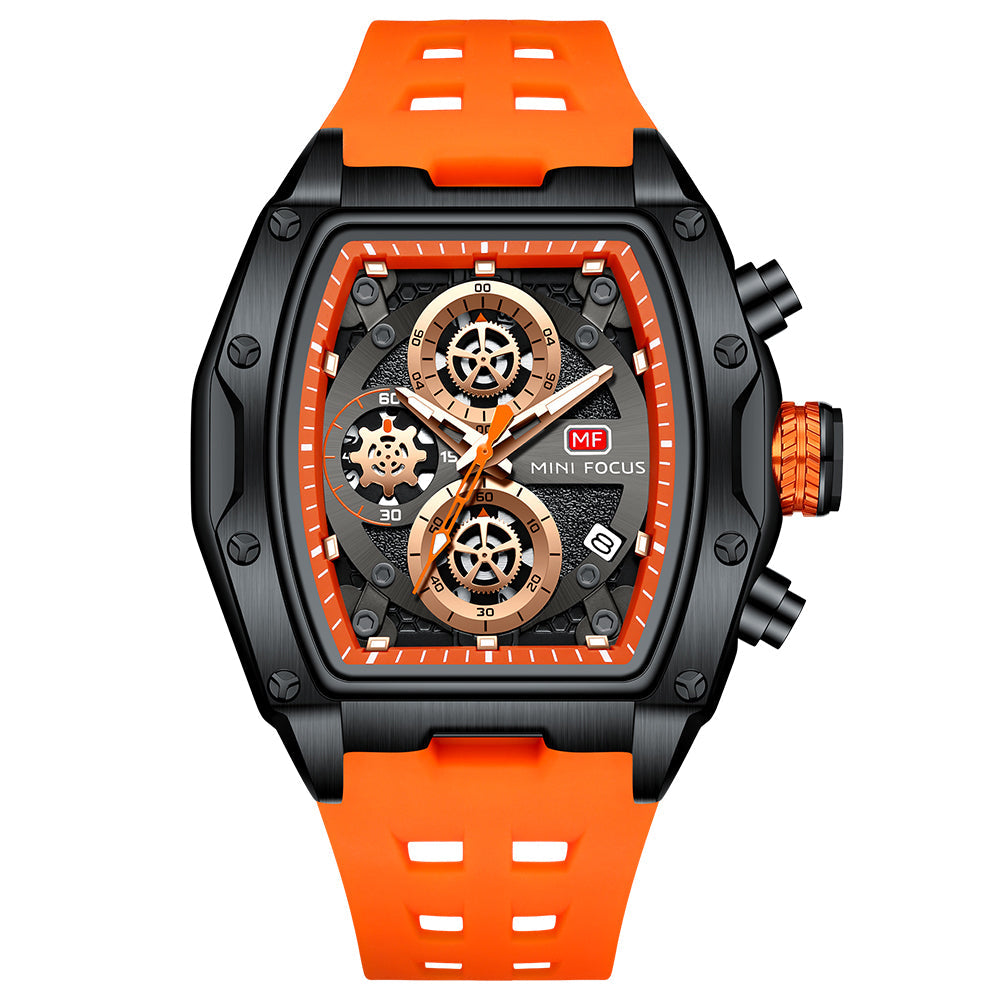 Tonneau Skeleton Chrono — Orange Black