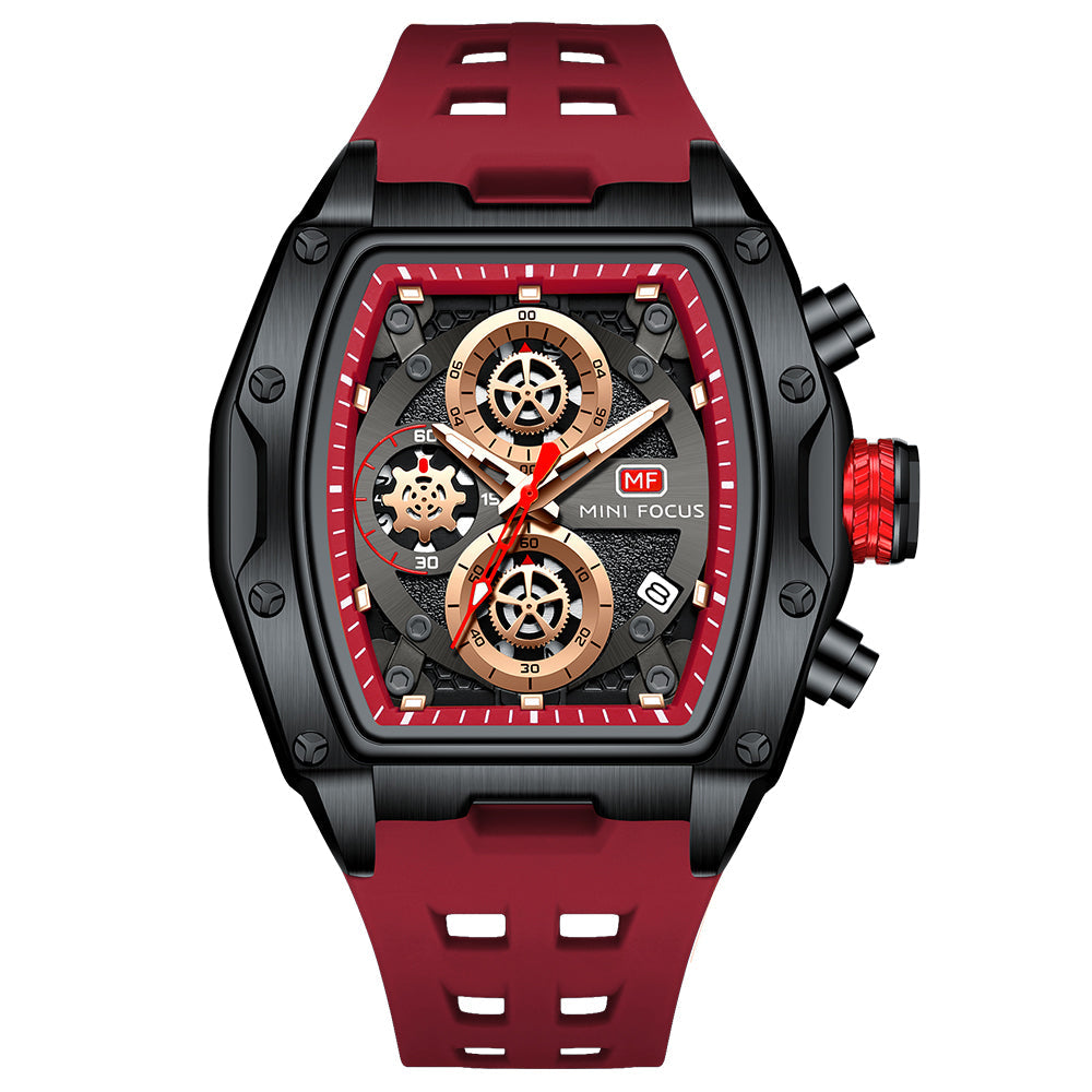 Tonneau Skeleton Chrono — Red Black
