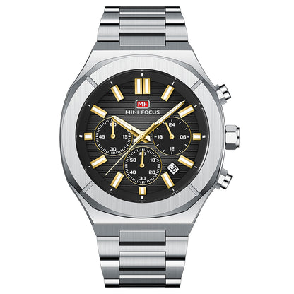 Octagon Steel Chronograph — Silver Black Gold