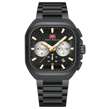 Square Chrono Steel Bracelet — Black Gold