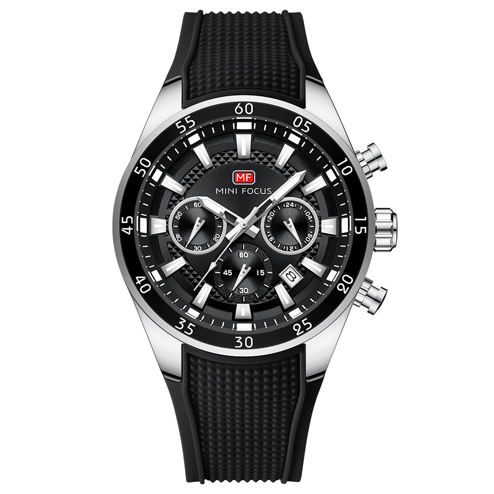 Sport Chronograph Silicone III — Silver Black