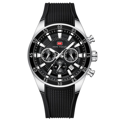 Sport Chronograph Silicone III — Silver Black