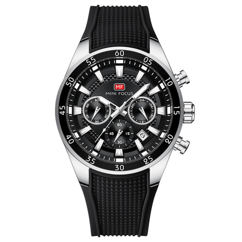 Sport Chronograph Silicone III — Silver Black