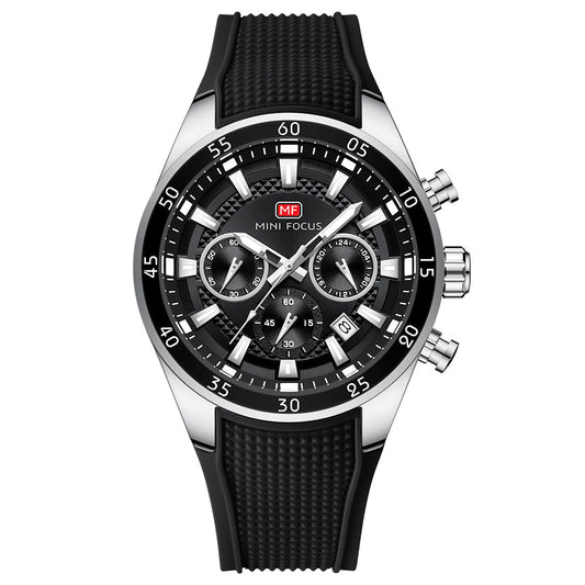 Sport Chronograph Silicone III — Silver Black