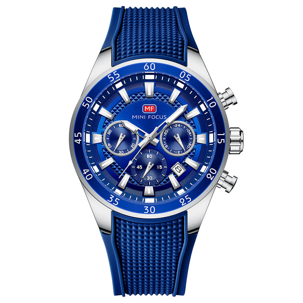 Sport Chronograph Silicone III — Silver Blue