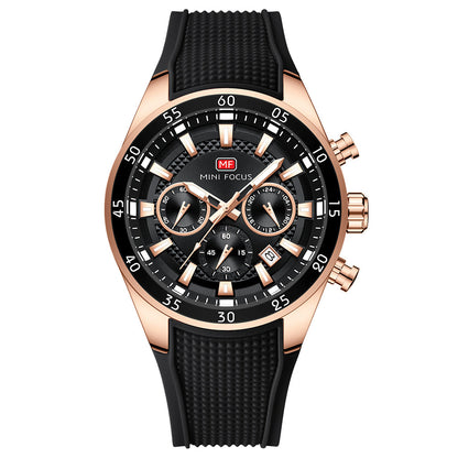 Sport Chronograph Silicone III — Rose Gold Black