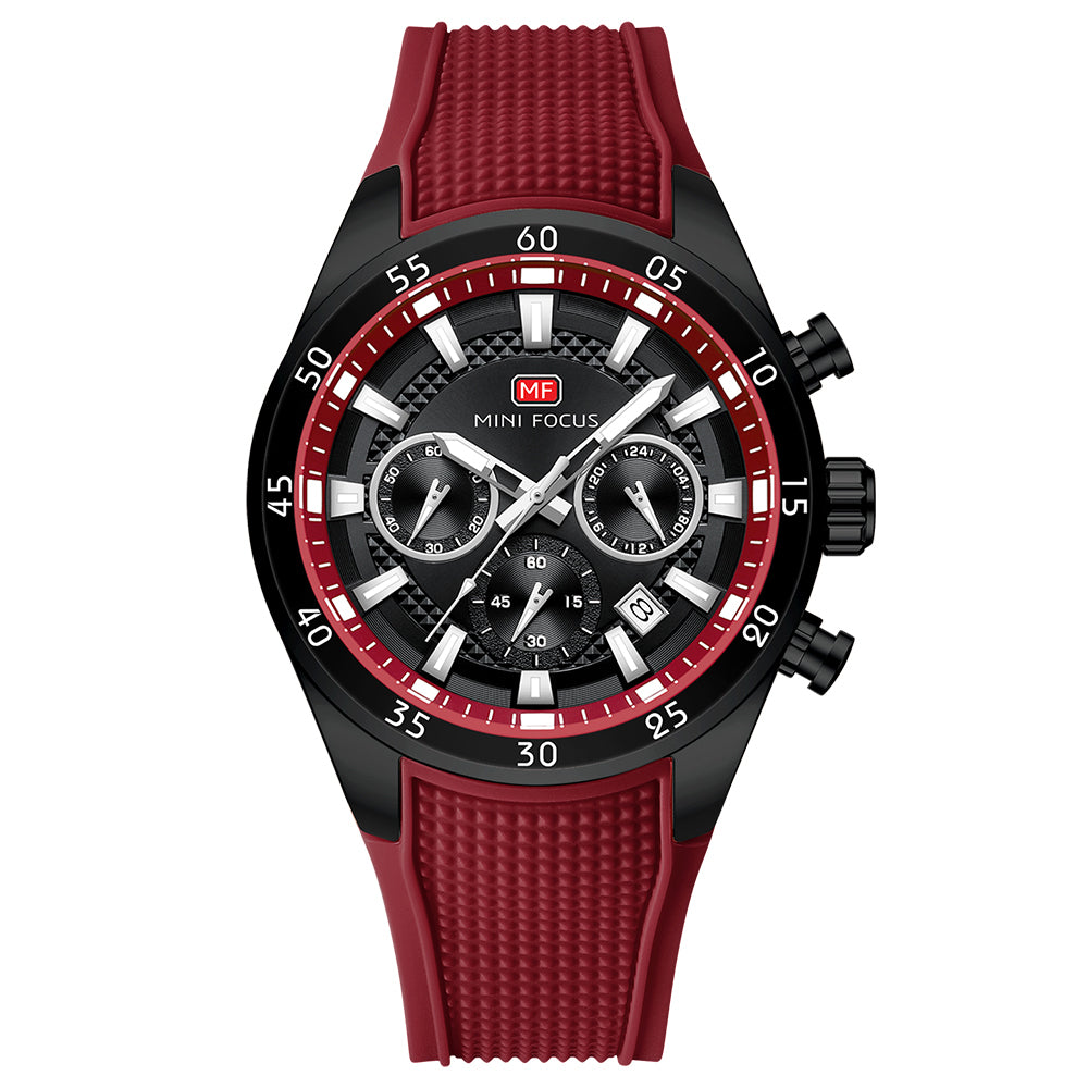 Sport Chronograph Silicone III — Black Red