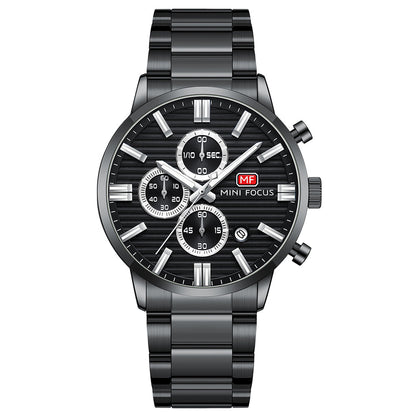Striped Chrono Steel Bracelet — Black